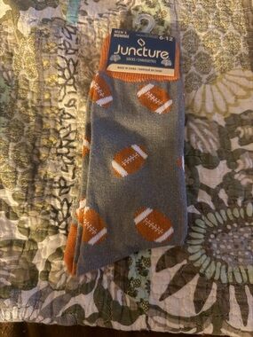 Juncture Men’s Gray Socks with Orange Football Accent